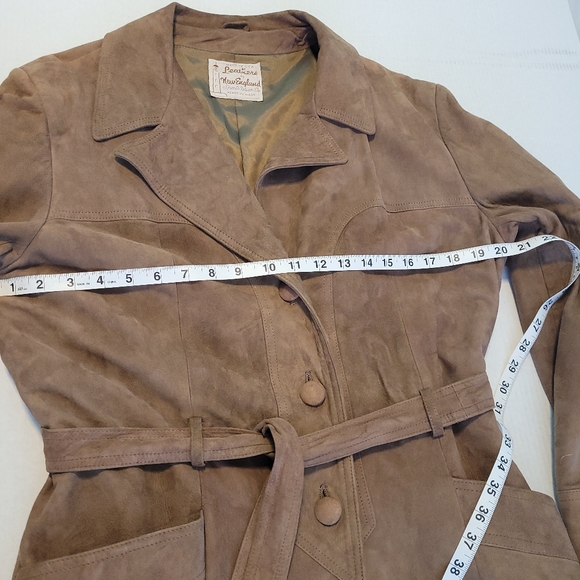 Leathers by New England Suede Coat Tan - Picture 5 of 13